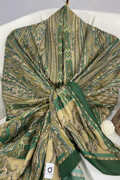 Etro Pamuk İpek Şal 52340 - Yeşil-Camel