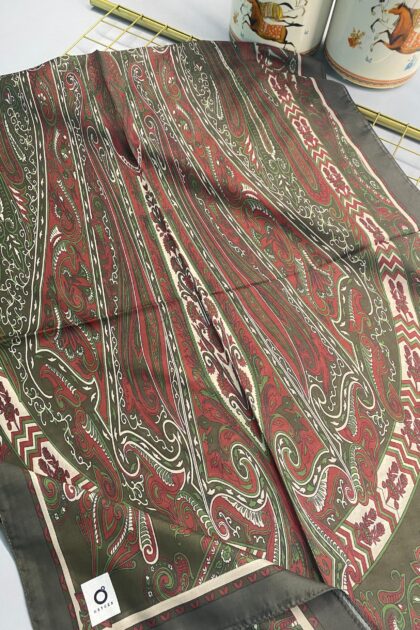 Etro Pamuk İpek Şal 52340 - Yeşil-Bordo