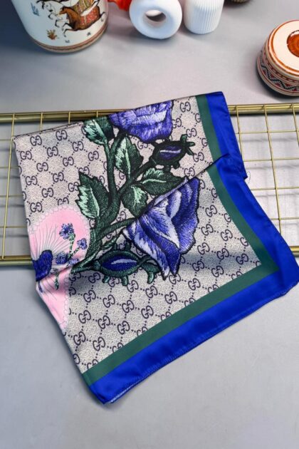 Gucci Twill İpek Şal - Saks