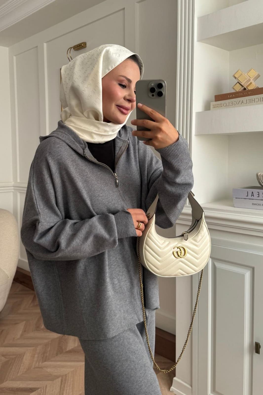 Kapüşon Detaylı Ivy Pantolonlu Triko İkili Takım TKM100276 – Gri - Görsel 4