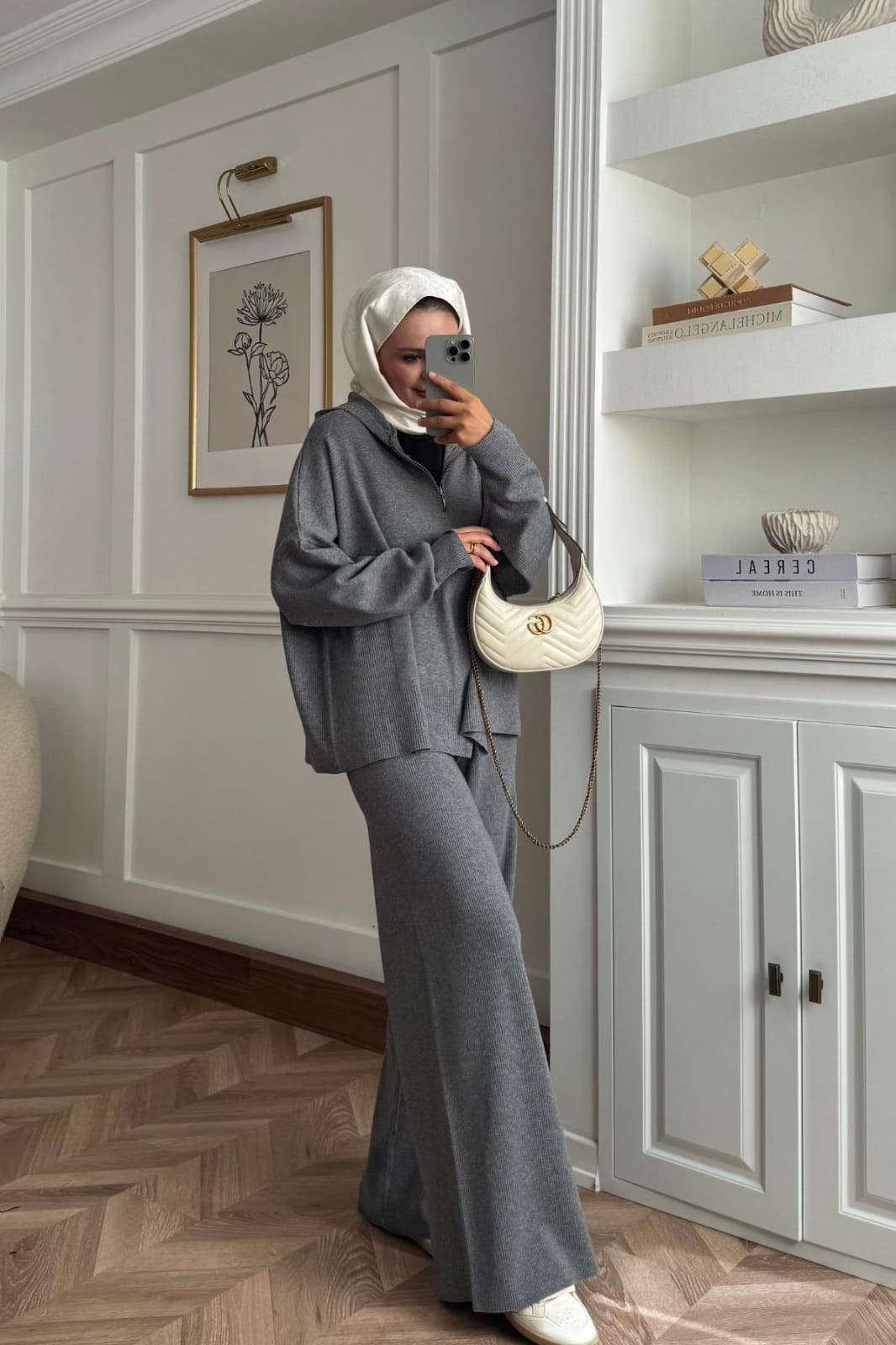 Kapüşon Detaylı Ivy Pantolonlu Triko İkili Takım TKM100276 – Gri