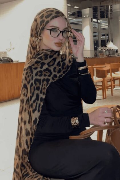 Leopar Pamuk Vual Şal- Kahve