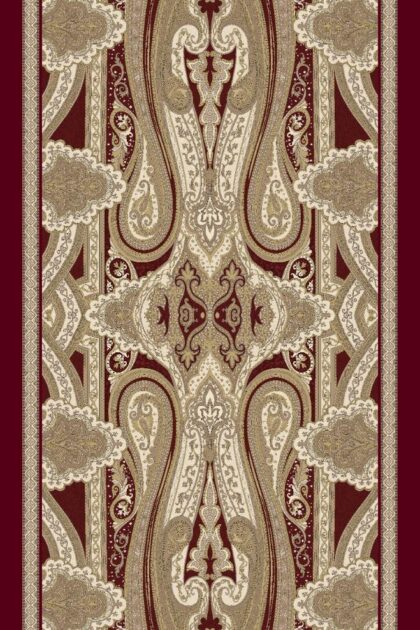 Yeni Etnik Pamuk Soft Şal 65301 - Vişne-Altın