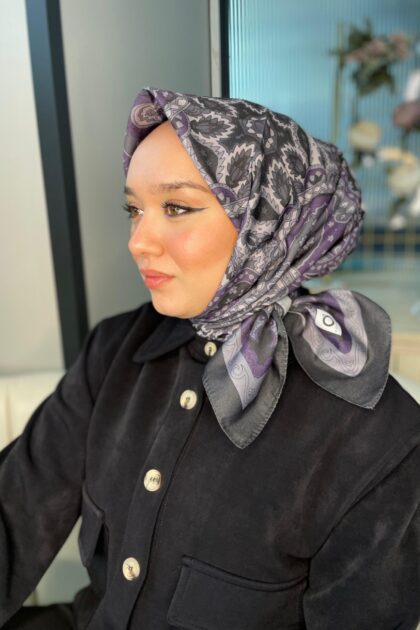 Etro Desen Pamuk Soft Eşarp 27091 - Eflatun