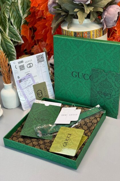 Gucci A Kalite İthal Yün İpek Şal - Lacivert-Hardal