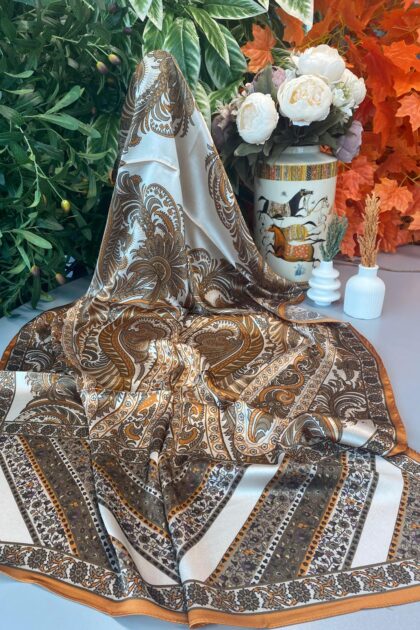 İTHAL ETRO DESEN NEW VUAL İPEK ŞAL-Turuncu