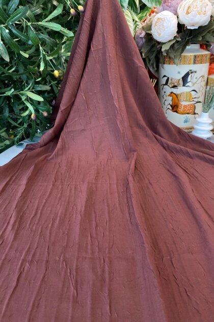 Organic Scarfs Bambu Kraş Şal Modeli- Kızıl Kahve