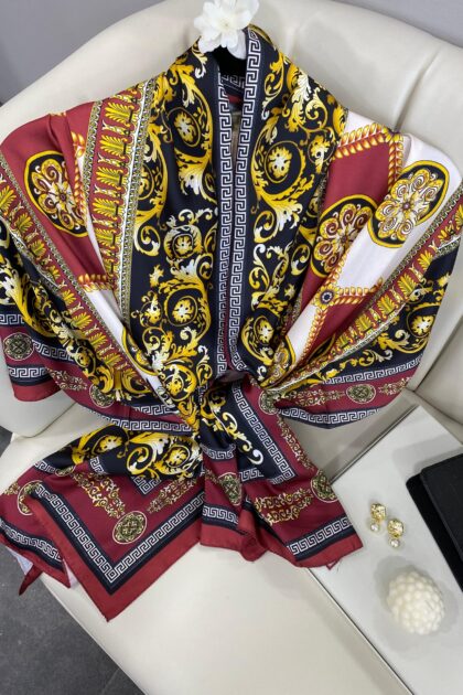 VERSACE VUAL İPEK ŞAL- 344456- BORDO