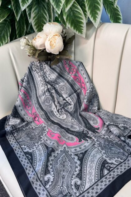 Etro Pamuk İpek Şal -987654- Siyah Pembe