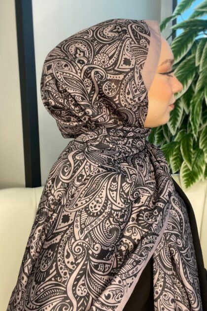 Mandala Desen Pamuk İpeksi Şal -452103- Lila