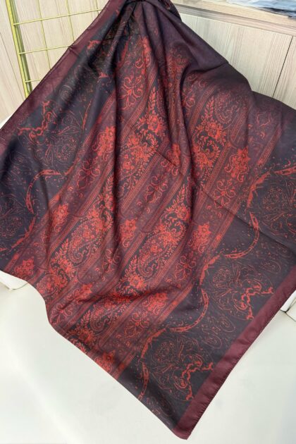 Sarmaşık Desen Pamuk İpek Şal -41200- Bordo