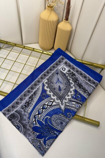 Etro Pamuk İpek Şal -987654-Safir Mavi