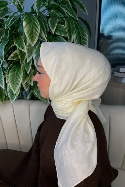 Lv Çift Taraflı Kaşmir İpek Eşarp 10445 -Vanilya
