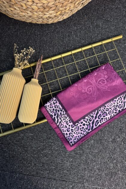 Leopar Detaylı Pamuk İpek Şal-456654-Şeker Pembe