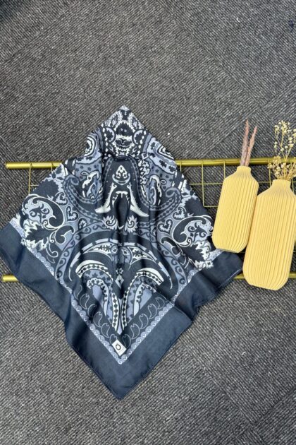 Etro Desen Pamuk Soft Eşarp 27091 -Duman Grisi