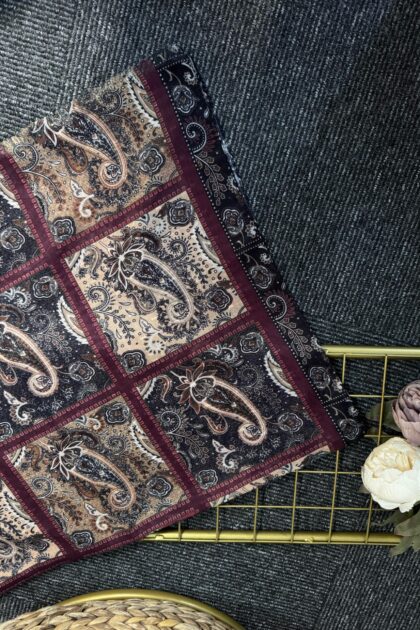 Zemheri Motif Pamuk Şal-665544-Bordo