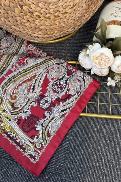 Zamansız Motif Vual İpek Şal-487934-Kırmızı