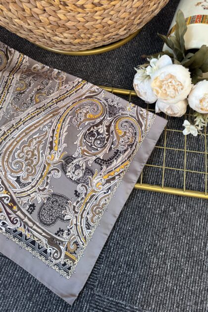 Zamansız Motif Vual İpek Şal-487934-Latte
