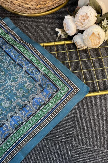 Vintage Desen Naturel ipek Şal-010203-Mint