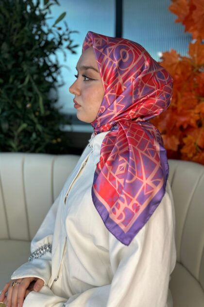 Oxxo Desen Vual İpek Eşarp -6203662-Pudra Pembe