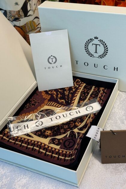 Touch İthal Etnik Desen Yün İpek Şal- 34660 - Bordo Ekru