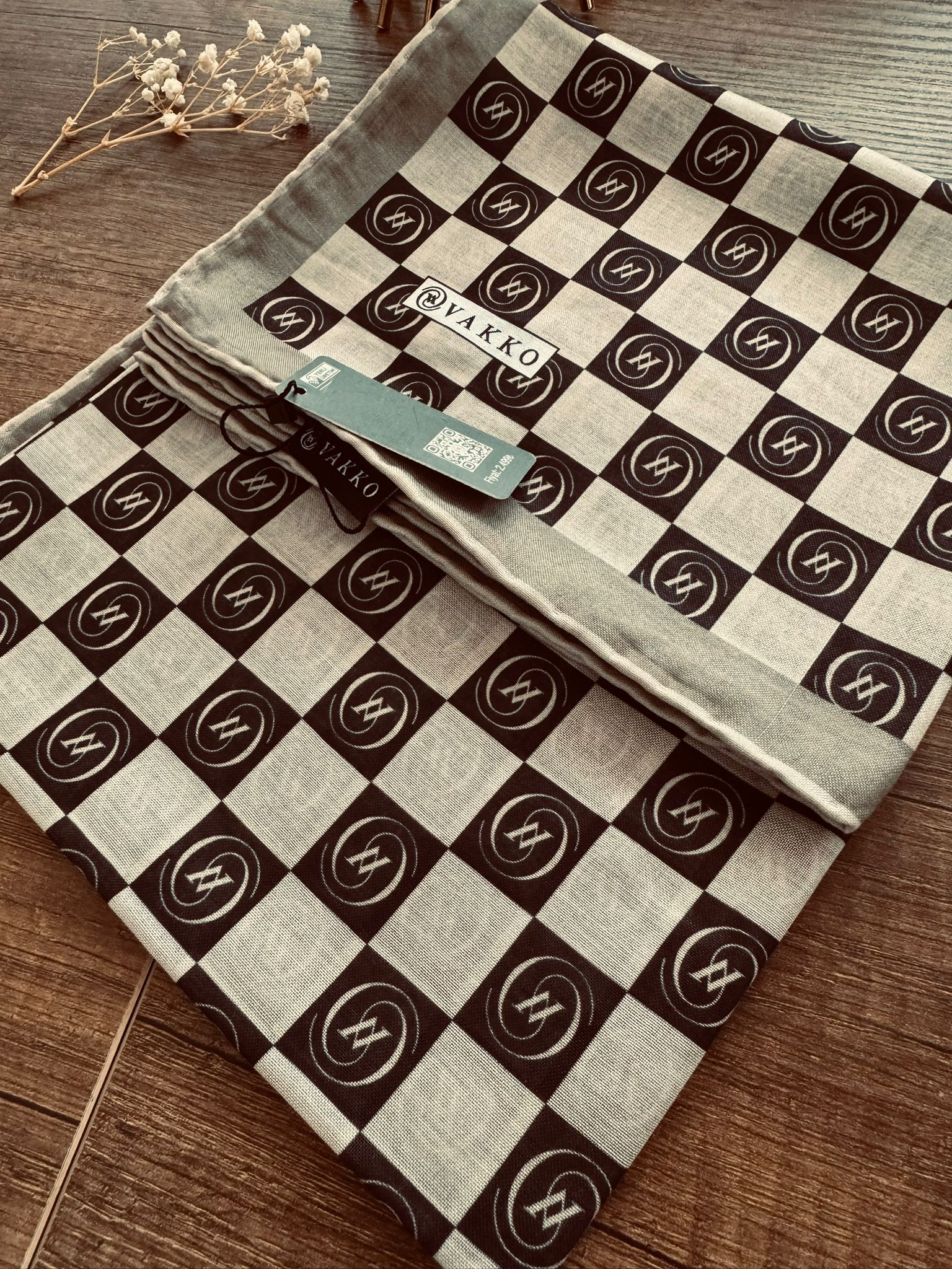 Vakko Dama Desen Pamuk Soft Eşarp 63411 - Açık Haki
