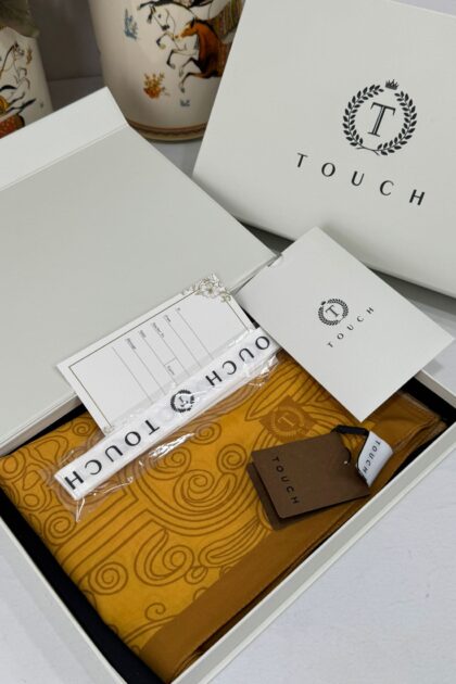 Touch İthal Etnik Desen Pamuk İpek Şal 63459- Hardal