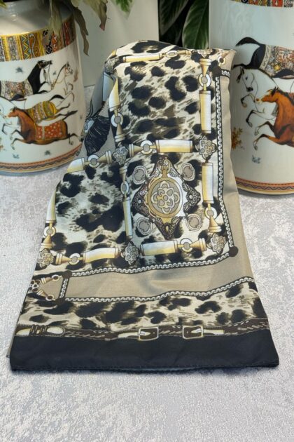 Hermes Leopar Pamuk Soft Şal 65329 - Cappuccino