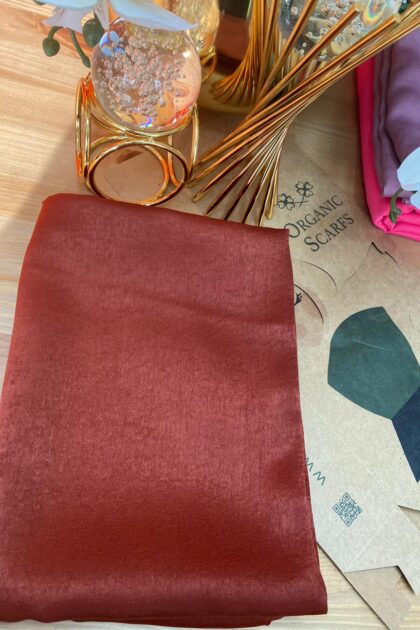 Bambu Kraş Premium İpek Şal - Kiremit - Organic ScarfsOrganic Scarfs