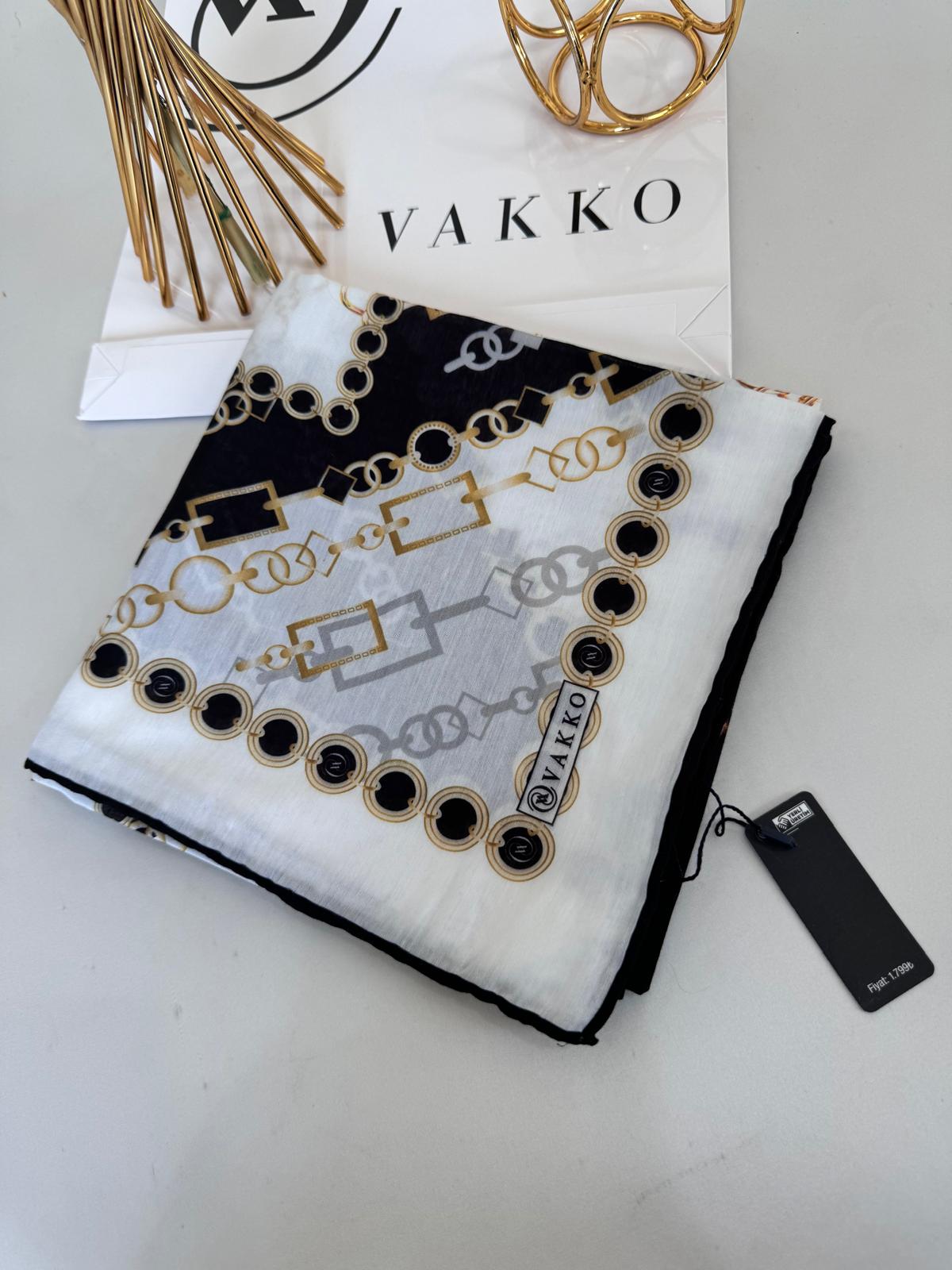 Vakko Zincir Desen Soft Eşarp 610146 - Beyaz
