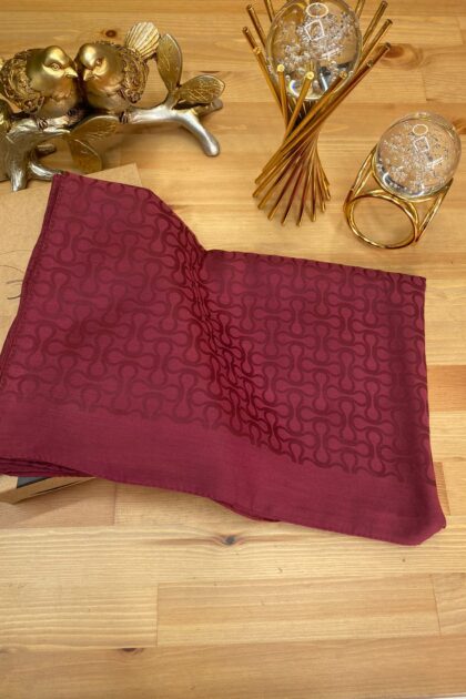 Bloom Desen Pamuk İpeksi Jakar Şal - Bordo - Organic ScarfsOrganic Scarfs