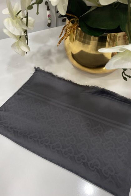 Burberry Pamuklu İpek Jakar Şal - Antrasit - Organic ScarfsOrganic Scarfs