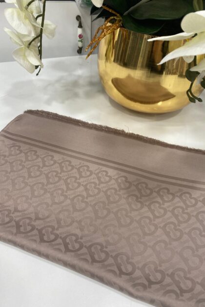 Burberry Pamuklu İpek Jakar Şal - Vizon - Organic ScarfsOrganic Scarfs