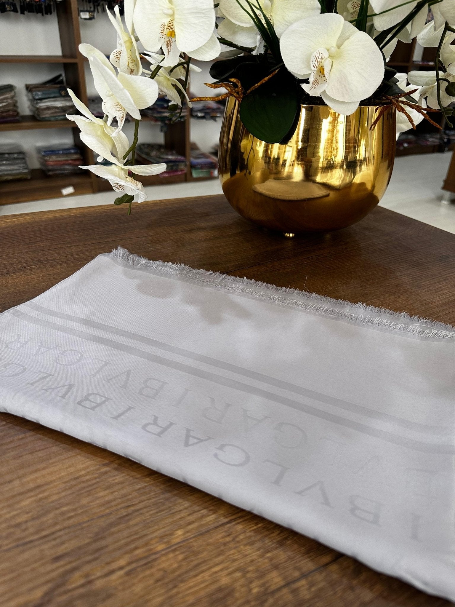 Bvlgari Pamuk İpeksi Jakar Şal - Gri - Organic ScarfsOrganic Scarfs