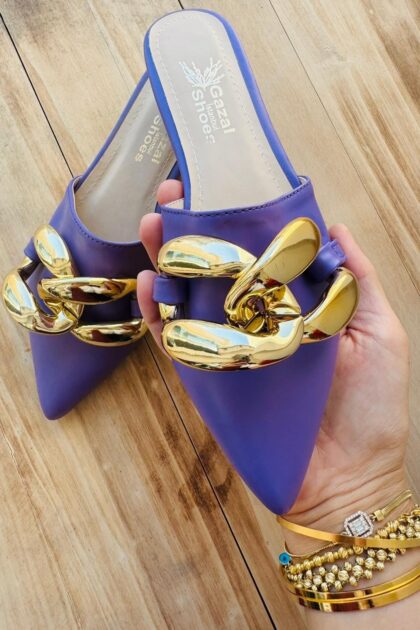Stiletto Burun Altın Halka – Lila 39 Beden