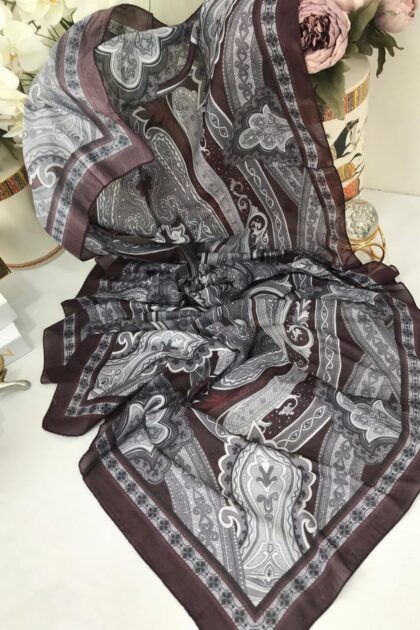 Etro Pamuk İpek Şal -987654 Bordo Füme