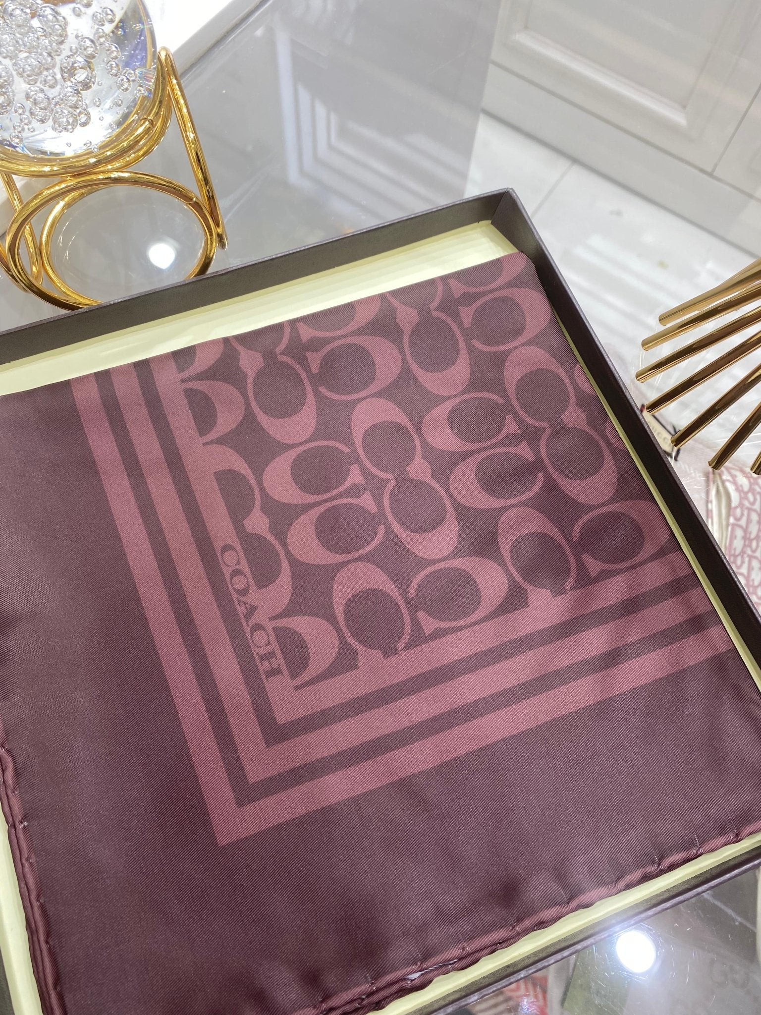 Coach Desen Twill İpek Eşarp - Kahverengi - Organic ScarfsOrganic Scarfs