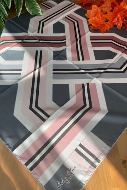 Colors Plus Marka Etnik Geometrik Desen Twill Eşarp - Siyah - Organic ScarfsOrganic Scarfs