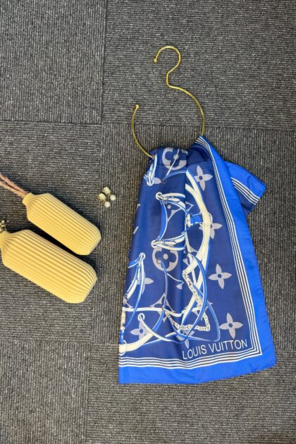 Lv Kemer Desen Pamuk Soft Şal 31230 - Mavi