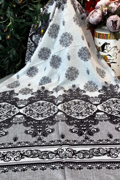 Hint Etro Desenli Pamuk Soft Şal - 658960 - Gri
