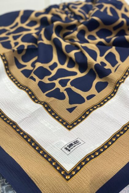 Dalmaçya Desenli Mio Cazz Eşarp - Lacivert-Camel - Organic ScarfsOrganic Scarfs