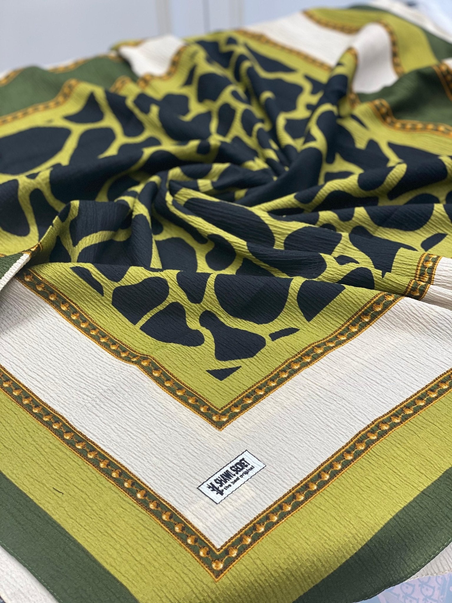 Dalmaçya Desenli Mio Cazz Eşarp - Yağ Yeşili - Organic ScarfsOrganic Scarfs