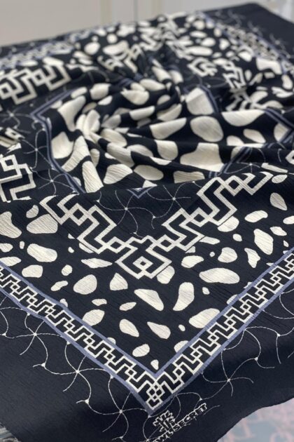 Dalmaçya Etnik Desenli Mio Cazz Eşarp - Siyah - Organic ScarfsOrganic Scarfs