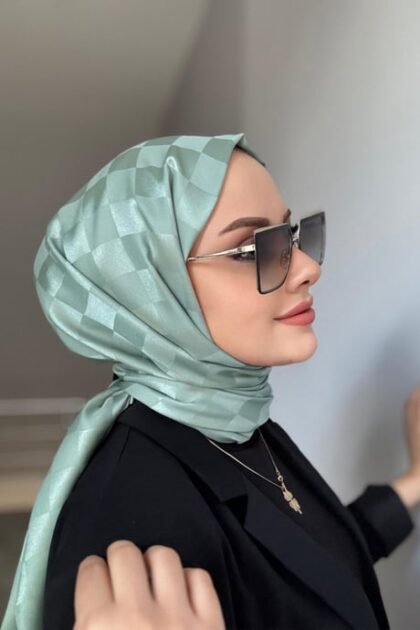 Dama Desen Jakar Şal - Mint - Organic ScarfsOrganic Scarfs