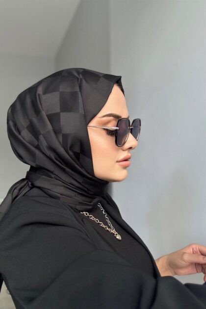 Dama Desen Jakar Şal - Siyah - Organic ScarfsOrganic Scarfs