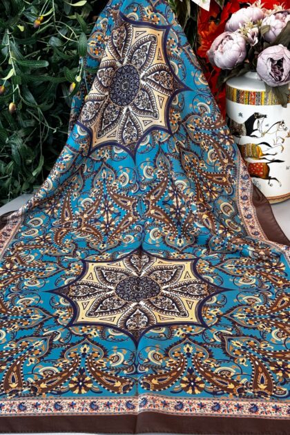 Etro Buta Desenli Pamuk Soft Şal - 377350 - Bebe Mavisi Kahve