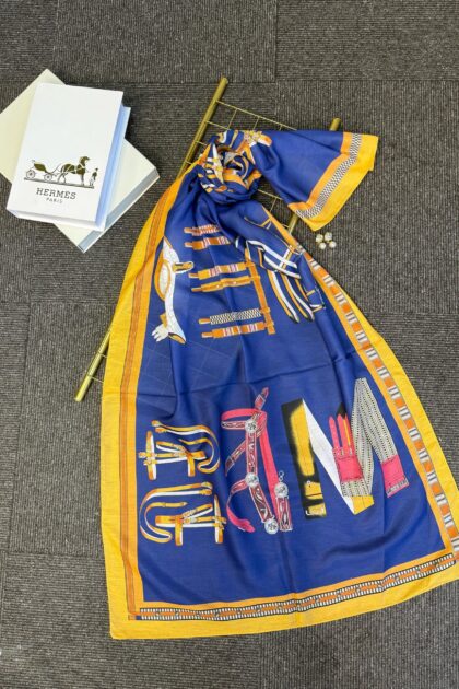 hermes pamuk soft şal - 32014 Lacivert-Altın