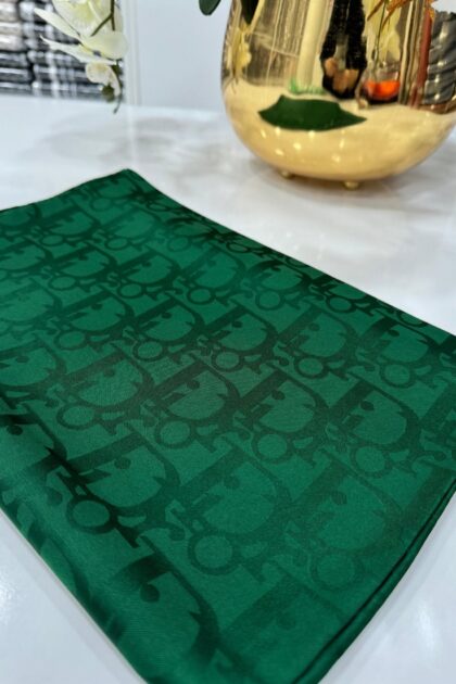 Dior Desen Pamuk İpeksi Jakar Şal - Zümrüt - Organic ScarfsOrganic Scarfs