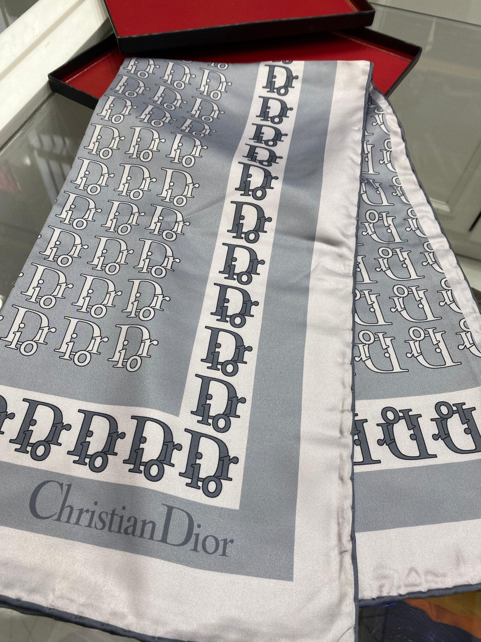 Dior Desen Twiil Eşarp - Kurşuni - Organic ScarfsOrganic Scarfs