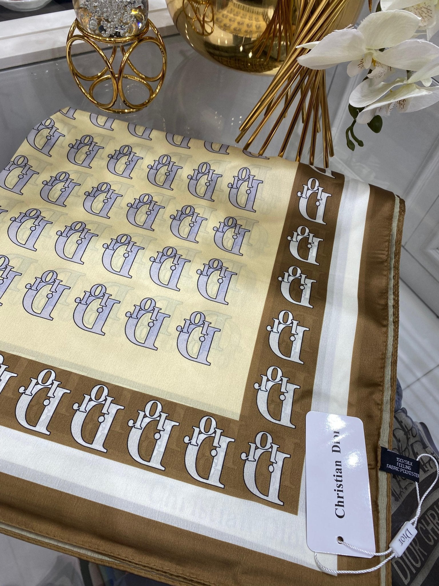 Dior İthal Vual İpek Şal - Caramel - Organic ScarfsOrganic Scarfs